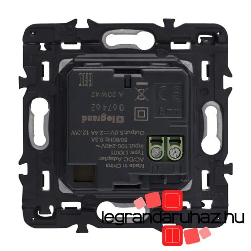 Legrand Céliane kettős USB-A töltőaljzat, beépített tápegységgel - 5 V - 2400 mA, burkolattal, titánium CT067462-CS