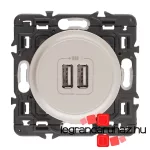 Legrand Céliane kettős USB-A töltőaljzat, beépített tápegységgel - 5 V - 2400 mA, burkolattal, titánium CT067462-HK