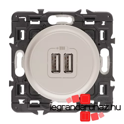 Legrand Céliane kettős USB-A töltőaljzat, beépített tápegységgel - 5 V - 2400 mA, burkolattal, titánium CT067462-HK