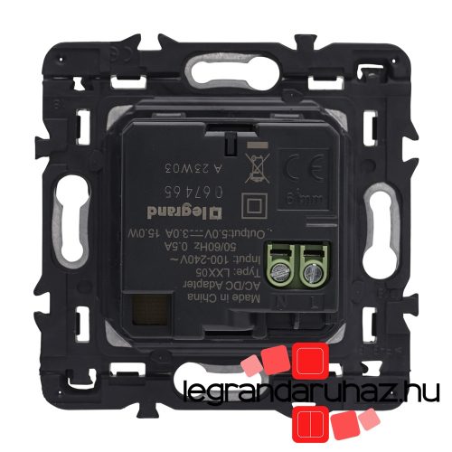 Legrand Céliane kettős USB-A + USB-C  töltőaljzat, beépített tápegységgel - 3A, 15W, burkolattal, titánium CT067465-CS