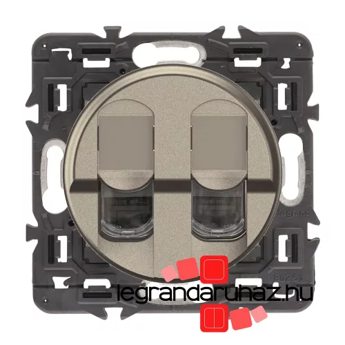 Legrand  Céliane 2xRJ45 Cat. 6 UTP 1 Gbit/s árnyékolatlan csatlakozóaljzat, titánium, CTN2XCM0344-CS