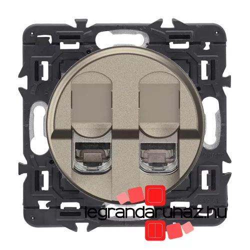 Legrand  Céliane 2xRJ45 Cat. 6 STP 1 Gbit/s árnyékolt csatlakozóaljzat, titánium, CTN2XCM0347-K