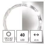 EMOS LED karácsonyi nano fényfüzér 4 m, ezüst, hideg fehér, időzítő, D3AC02