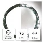 EMOS LED karácsonyi nano fényfüzér, zöld, 7,5 m, hideg fehér, időzítő, D3AC04