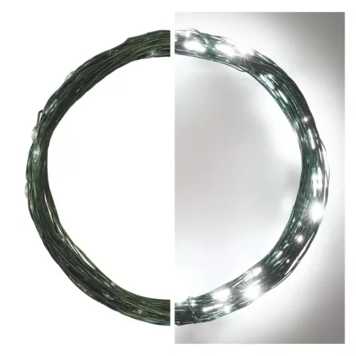 EMOS LED karácsonyi nano fényfüzér, zöld, 7,5 m, hideg fehér, időzítő, D3AC04