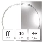 EMOS LED nano fényfüzér, hideg fehér, 0,9 m, 2x AA elemes, beltéri, D3AC06
