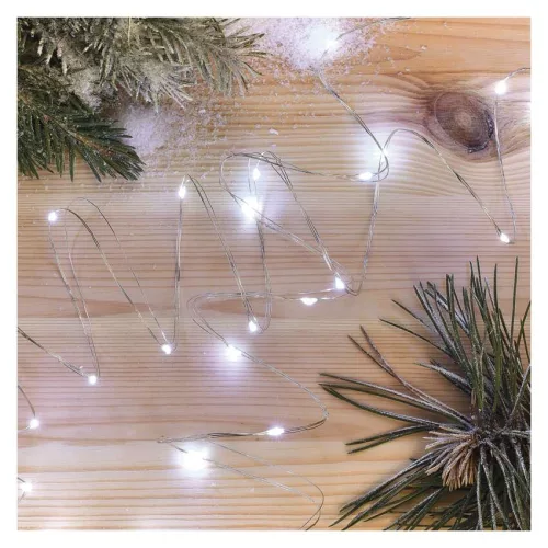 EMOS D3AC07 elemes LED nano fényfüzér, 1,9 m, hideg fehér, időzítővel