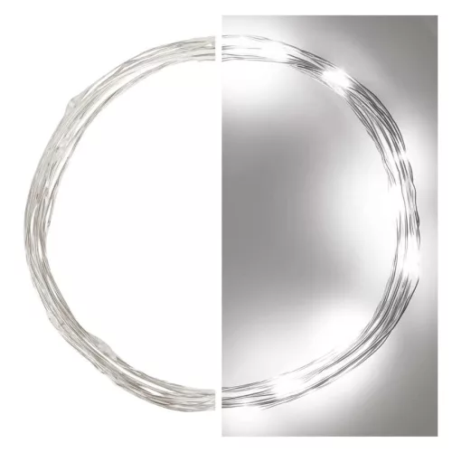 EMOS D3AC07 elemes LED nano fényfüzér, 1,9 m, hideg fehér, időzítővel