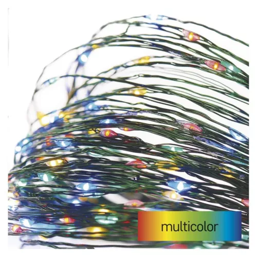 EMOS D3AM01 LED karácsonyi nano fényfüzér, zöld vezeték, 4 m, többszínű