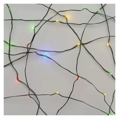 EMOS D3AM03 LED nano fényfüzér, 15 m, többszínű, zöld kábel, időzítővel
