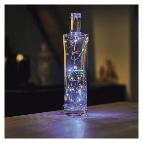 EMOS D3AM04 többszínű LED nano fényfüzér, 1,9 m, elemes, időzítős