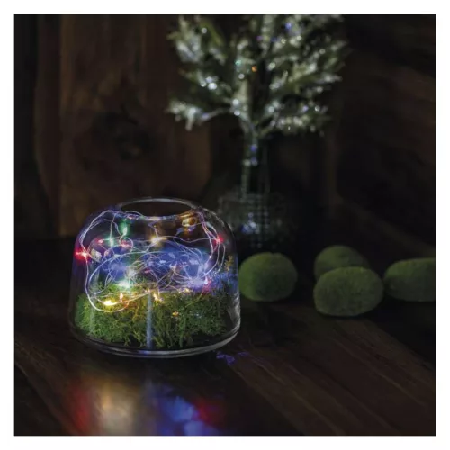 EMOS D3AM04 többszínű LED nano fényfüzér, 1,9 m, elemes, időzítős