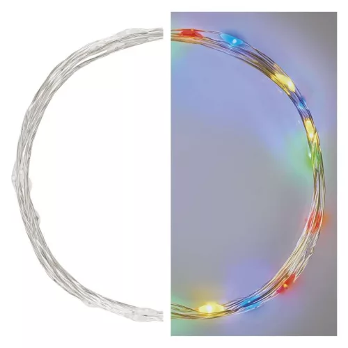EMOS D3AM04 többszínű LED nano fényfüzér, 1,9 m, elemes, időzítős