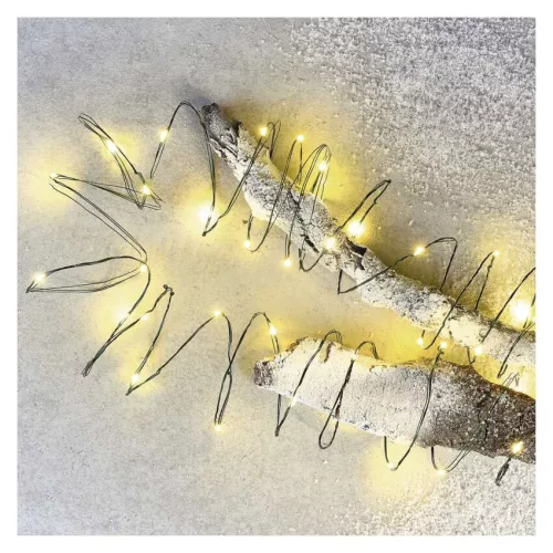 EMOS D3AW03 LED nano fényfüzér, 4 m, meleg fehér, zöld kábel, időzítő