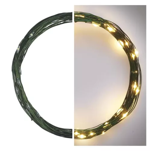 EMOS D3AW03 LED nano fényfüzér, 4 m, meleg fehér, zöld kábel, időzítő