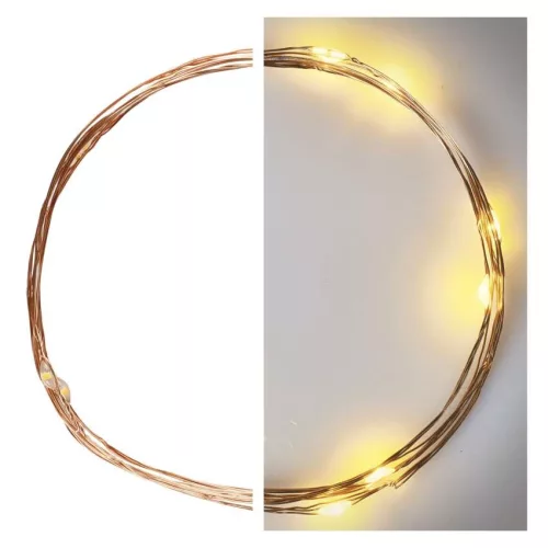 EMOS LED karácsonyi nano fényfüzér réz, 0,9 m, meleg fehér, 2x AA, D3AW06