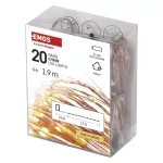 EMOS D3AW07 LED nano fényfüzér, 1,9 m, meleg fehér, elemes, időzítővel