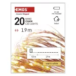 EMOS D3AW07 LED nano fényfüzér, 1,9 m, meleg fehér, elemes, időzítővel