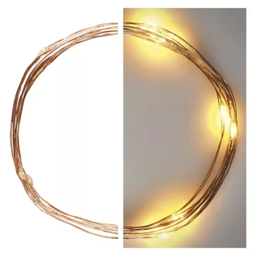 EMOS D3AW07 LED nano fényfüzér, 1,9 m, meleg fehér, elemes, időzítővel