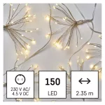 EMOS nano LED fényfüzér fürtökkel, meleg fehér, 2,35 m, időzítő, D3AW08