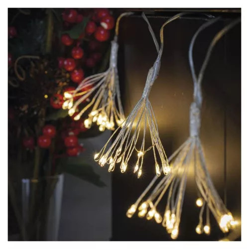 EMOS nano LED fényfüzér fürtökkel, meleg fehér, 2,35 m, időzítő, D3AW08