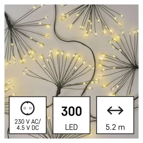 EMOS D3AW10 meleg fehér nano LED fényfüzér fürtökkel, 5,2 m, beltéri