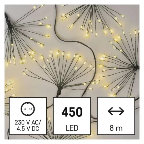 EMOS NANO LED fényfüzér fürtökkel, 8 m, meleg fehér, beltéri, D3AW11