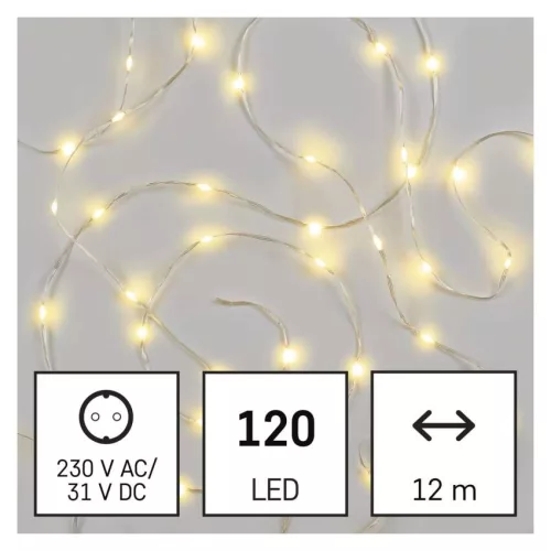EMOS D3AW15 LED karácsonyi drop fényfüzér, 12 m, meleg fehér, időzítővel