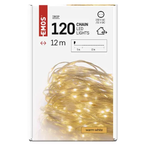 EMOS D3AW15 LED karácsonyi drop fényfüzér, 12 m, meleg fehér, időzítővel