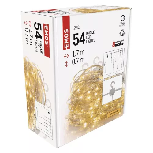 EMOS DROP LED jégcsap fényfüzér, meleg fehér, 1,7 m, D3CW01