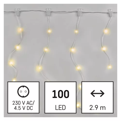 EMOS D3CW02 LED jégcsap fényfüzér, meleg fehér, 2,9 m, kültéri és beltéri
