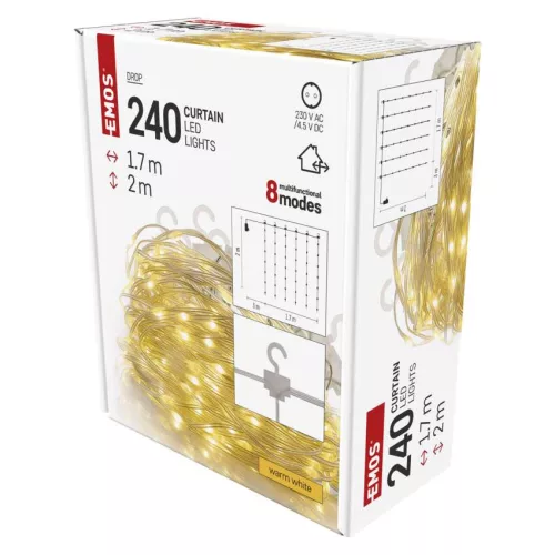 EMOS DROP LED fényfüggöny 1,7x2 m, meleg fehér, kültéri és beltéri, D3EW01