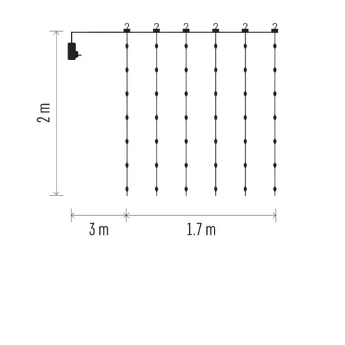 EMOS DROP LED fényfüggöny 1,7x2 m, meleg fehér, kültéri és beltéri, D3EW01
