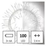 EMOS D3FC01 LED nano fényfüzér süni, hideg fehér, 2,4 m, elemes, időzítős
