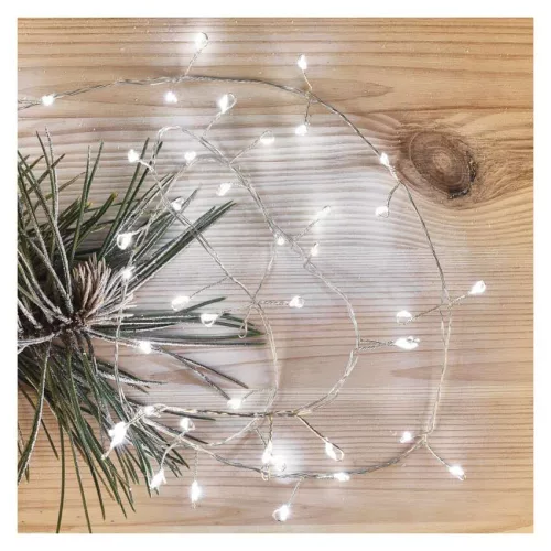 EMOS D3FC01 LED nano fényfüzér süni, hideg fehér, 2,4 m, elemes, időzítős