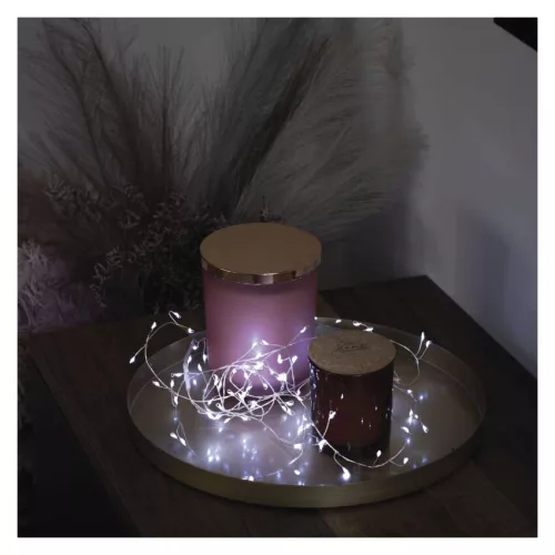 EMOS D3FC01 LED nano fényfüzér süni, hideg fehér, 2,4 m, elemes, időzítős