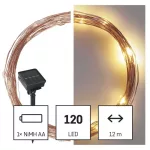 EMOS D3ZW01 napelemes LED nano lánc, réz, 12 m, meleg fehér, időzítővel