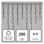 EMOS LED karácsonyi jégcsapok 3,6 m, hideg fehér, kültéri és beltéri, D4CC01
