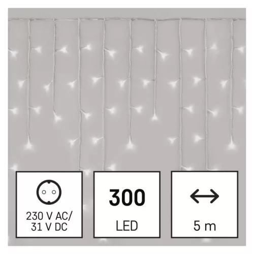 EMOS LED karácsonyi jégcsap fényfüzér 5 m, hideg fehér, távirányítóval, D4CC02
