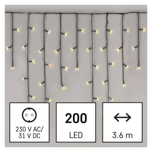 EMOS D4CW01 LED karácsonyi jégcsap fényfüzér, 3,6 m, meleg fehér