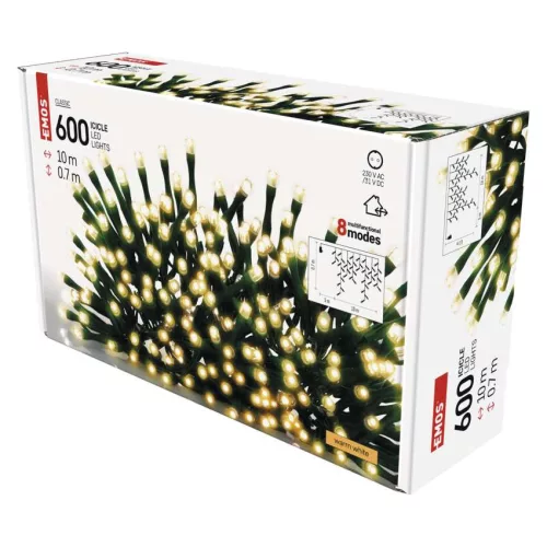 EMOS LED karácsonyi jégcsap fényfüzér, 10 m, meleg fehér, D4CW03