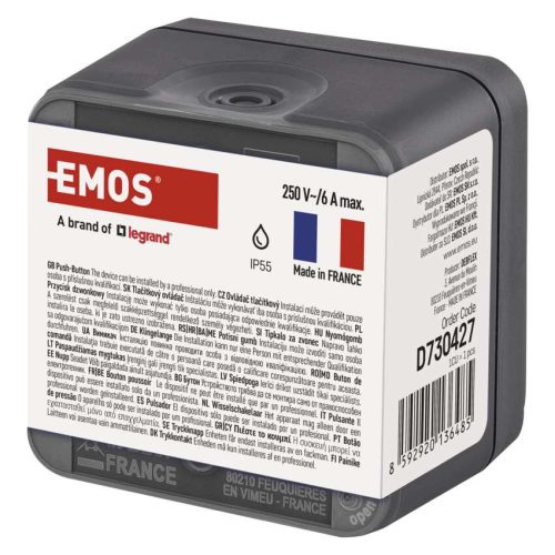 EMOS D730427, Cyklone csengő nyomógomb 1/0 IP55