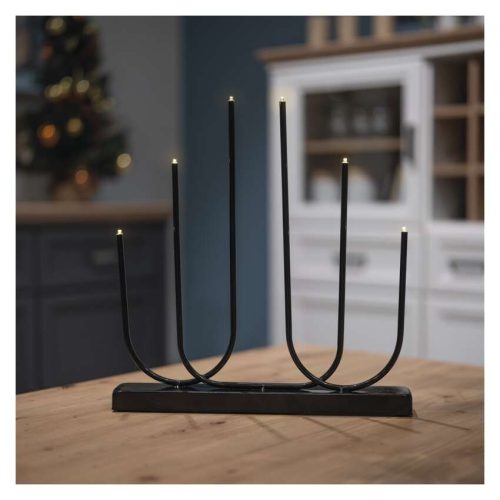 EMOS DCAW24, LED gyertyatartó, fém, fekete, 40 cm, 2x AA, beltéri, meleg fehér