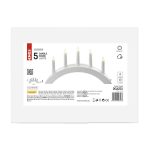 EMOS DCAZ01, Gyertyatartó 5 db E10 izzóval, fa, fehér, ívelt, 20x38 cm, beltéri, meleg fehér