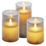 EMOS DCCW05, LED dekoráció - 3x viaszgyertya üvegben, 6x AA, meleg fehér, időzítő
