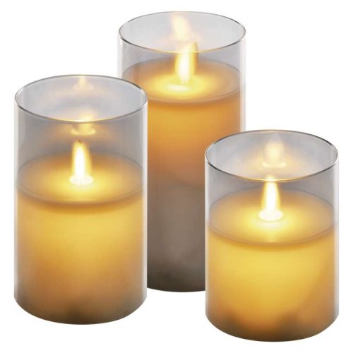 EMOS DCCW05, LED dekoráció - 3x viaszgyertya üvegben, 6x AA, meleg fehér, időzítő