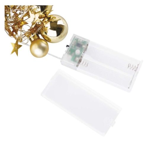EMOS DCGW11, LED karácsonyi fényfüzér – arany gömb csillagokkal, 1,9m, 2xAA, beltéri, meleg fehér, idő.