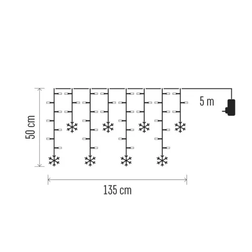 EMOS LED karácsonyi fényfüggöny hópelyhekkel, hideg fehér, 135x50 cm, DCGW13