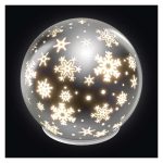 EMOS DCLW28, LED karácsonyi üveggömb – hópelyhek, 12 cm, 3x AA, beltéri, meleg fehér, időzítő