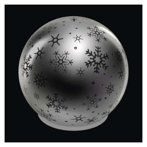 EMOS DCLW28, LED karácsonyi üveggömb – hópelyhek, 12 cm, 3x AA, beltéri, meleg fehér, időzítő